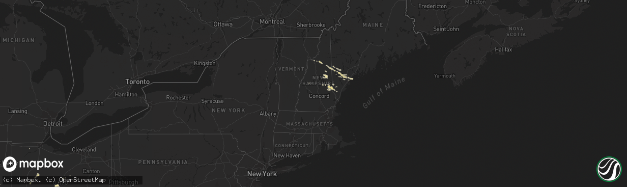 Hail map in New Hampshire on June 23, 2013