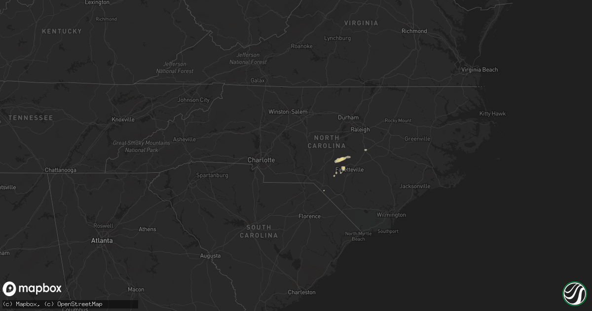 Hail map in North Carolina on June 23, 2013