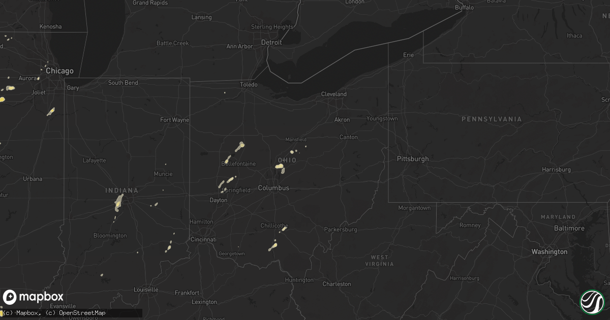 Hail map in Ohio on June 23, 2013