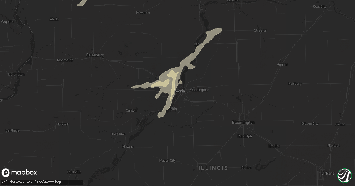 Hail map in Peoria, IL on June 23, 2013
