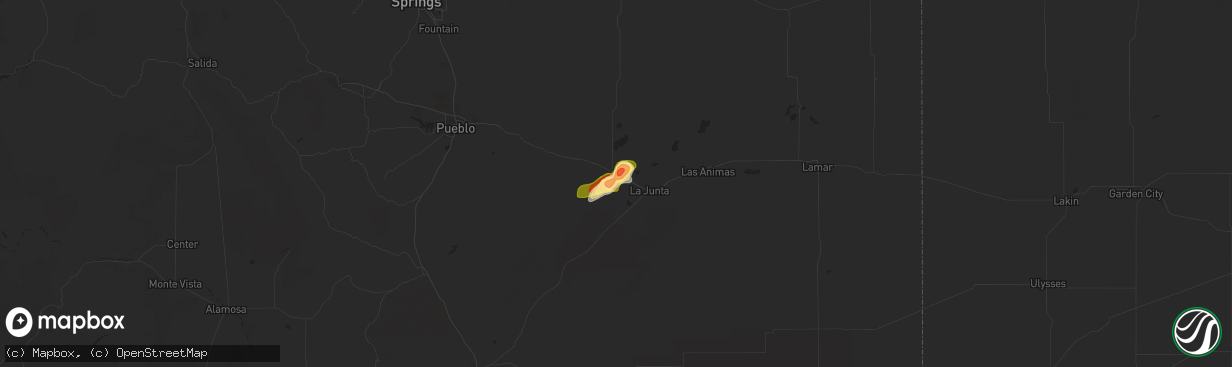 Hail map in Rocky Ford, CO on June 23, 2013