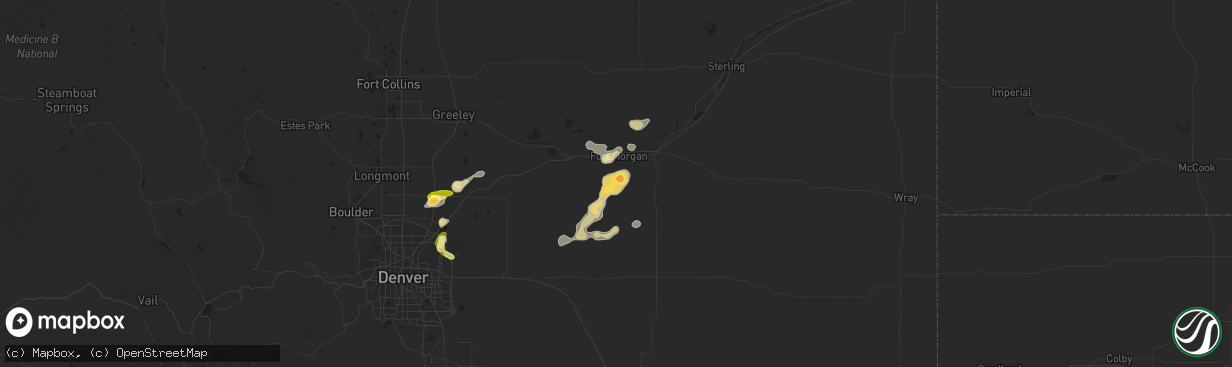 Hail map in Fort Morgan, CO on June 23, 2014