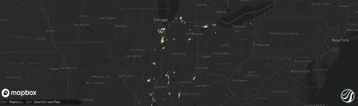 Hail map in Indiana on June 23, 2014