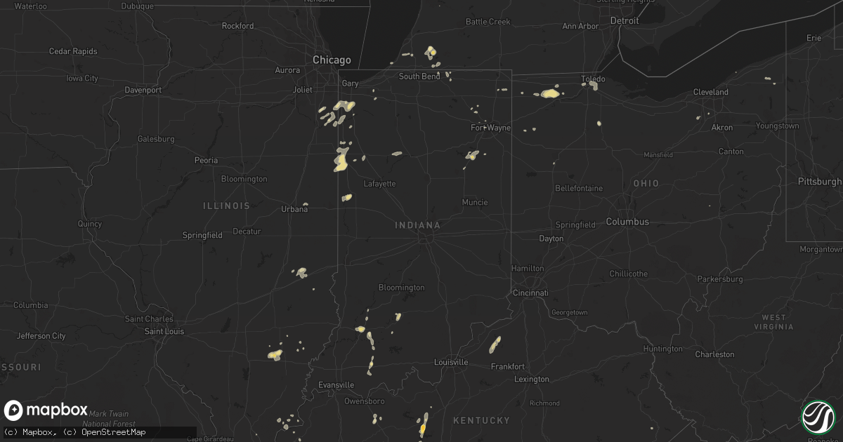 Hail map in Indiana on June 23, 2014