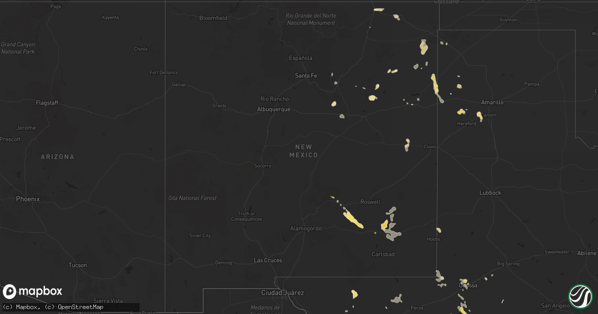 Hail map in New Mexico on June 23, 2014