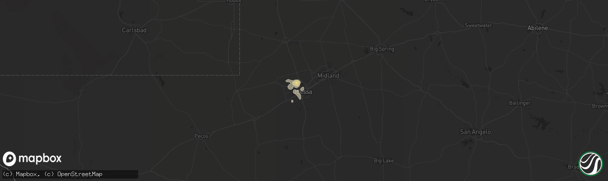 Hail map in Odessa, TX on June 23, 2014