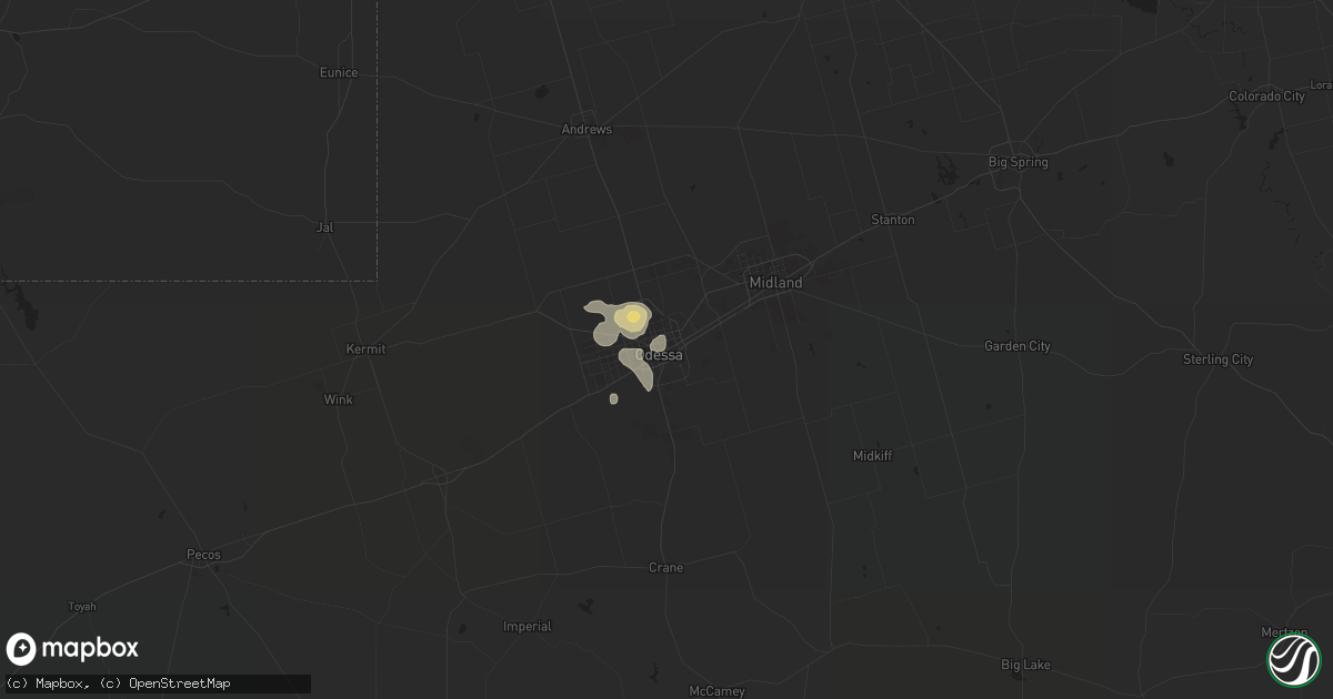 Hail map in Odessa, TX on June 23, 2014