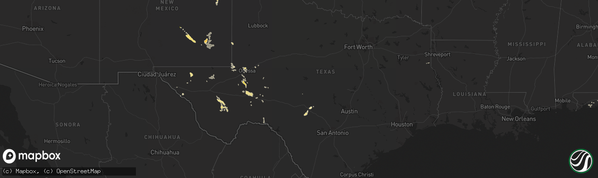 Hail map in Texas on June 23, 2014