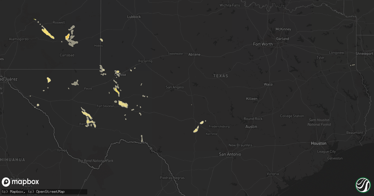 Hail map in Texas on June 23, 2014