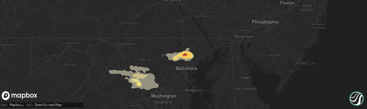 Hail map in Cockeysville, MD on June 23, 2015