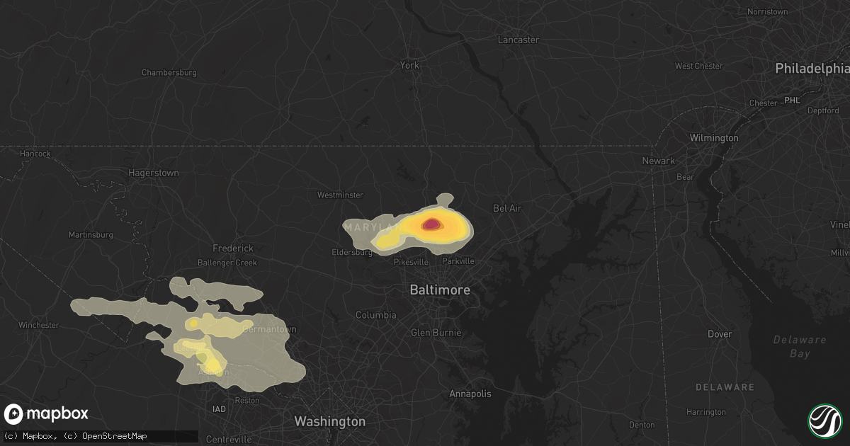 Hail map in Cockeysville, MD on June 23, 2015