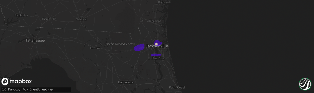 Hail map in Jacksonville, FL on June 23, 2015