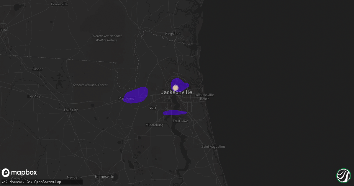 Hail map in Jacksonville, FL on June 23, 2015