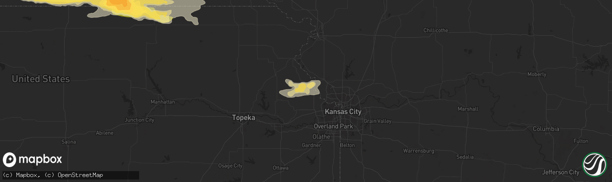 Hail map in Leavenworth, KS on June 23, 2015