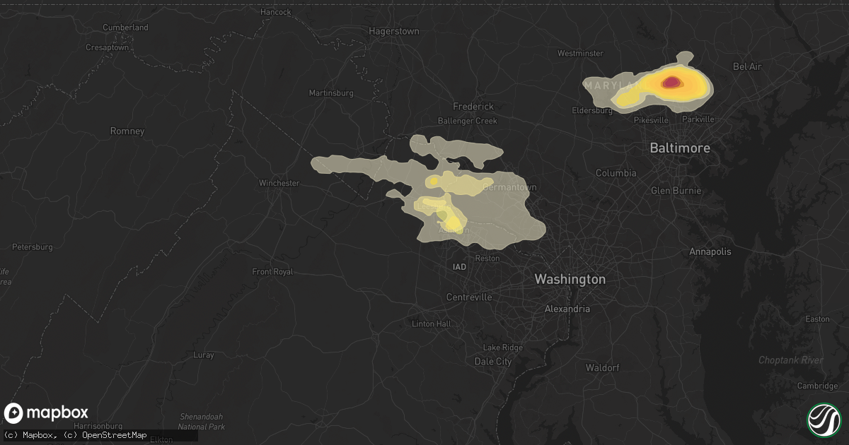 Hail map in Leesburg, VA on June 23, 2015