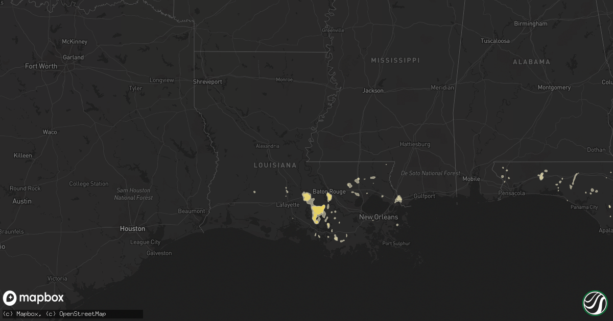 Hail map in Louisiana on June 23, 2015