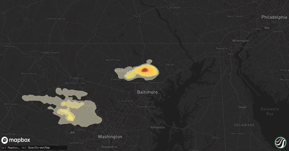 Hail map in Lutherville Timonium, MD on June 23, 2015