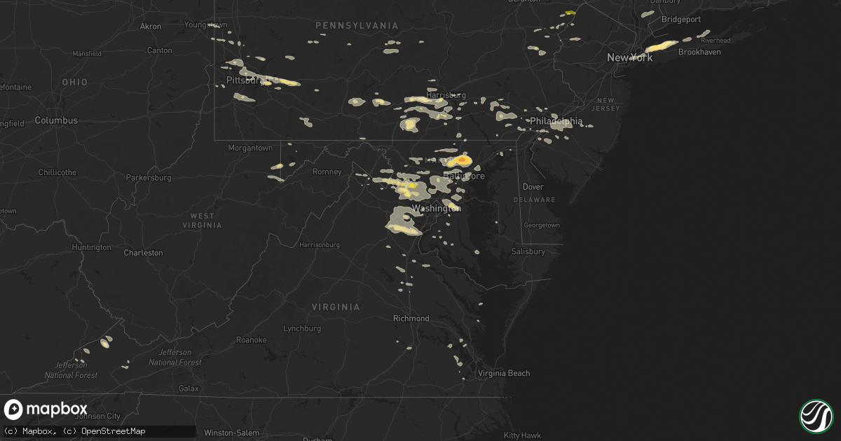 Hail map in Maryland on June 23, 2015