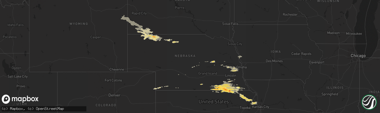 Hail map in Nebraska on June 23, 2015