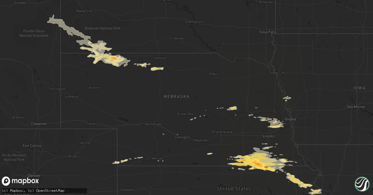 Hail map in Nebraska on June 23, 2015