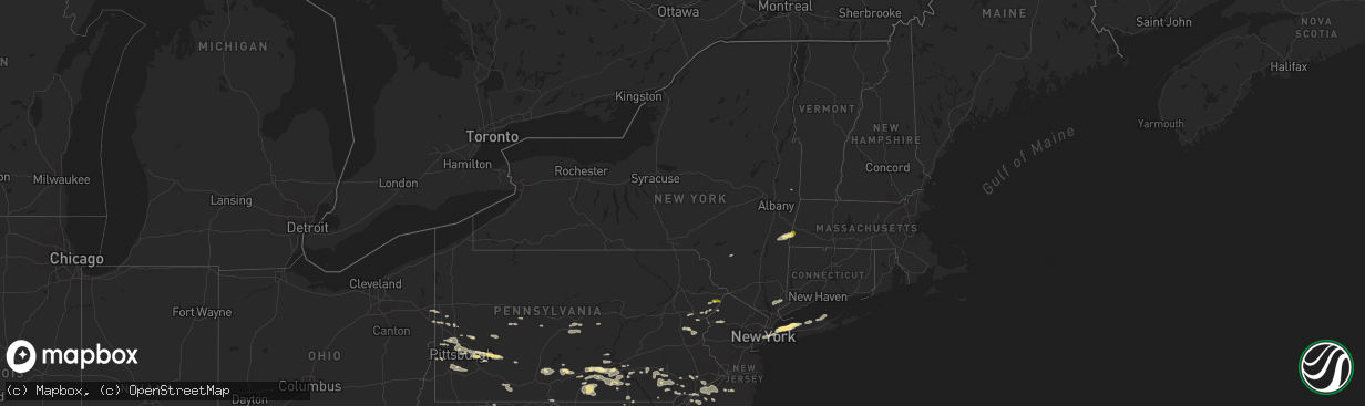 Hail map in New York on June 23, 2015