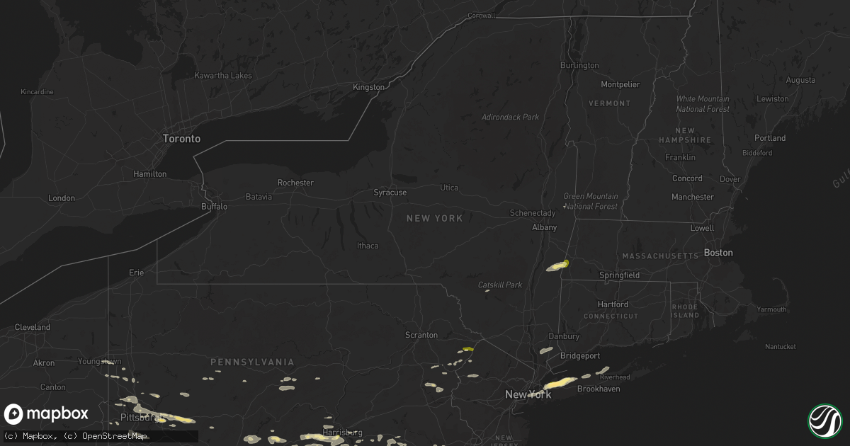 Hail map in New York on June 23, 2015