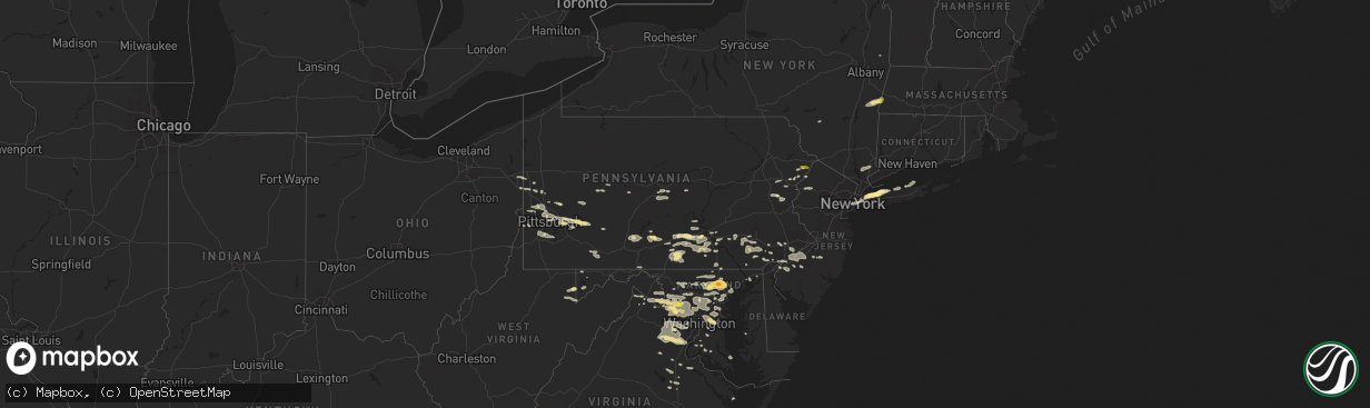 Hail map in Pennsylvania on June 23, 2015