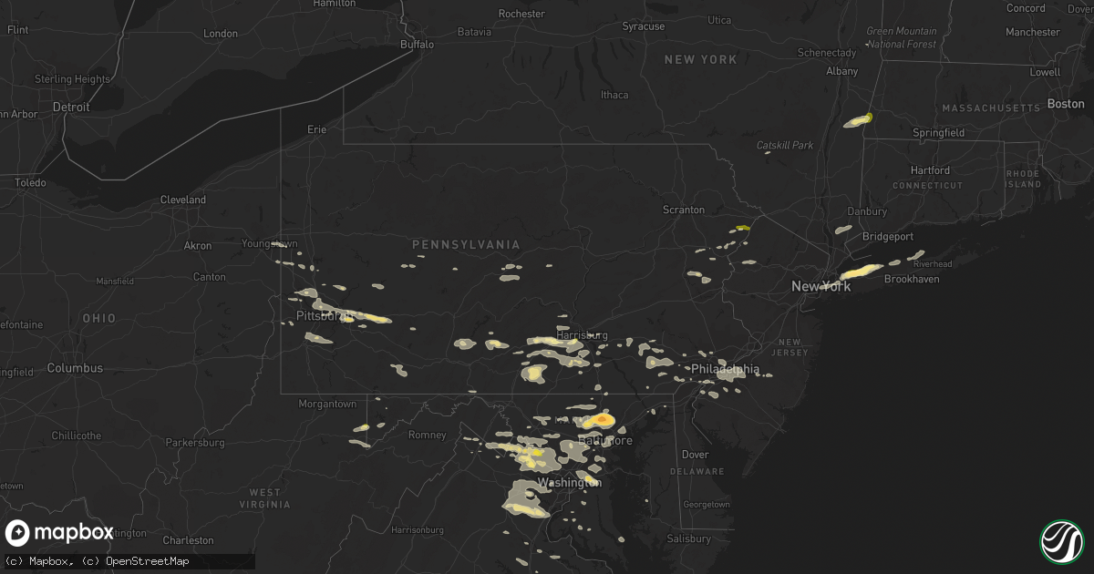 Hail map in Pennsylvania on June 23, 2015
