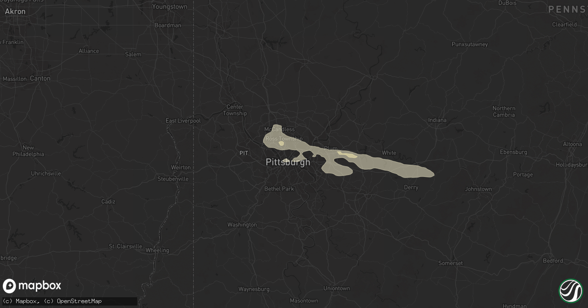 Hail map in Pittsburgh, PA on June 23, 2015