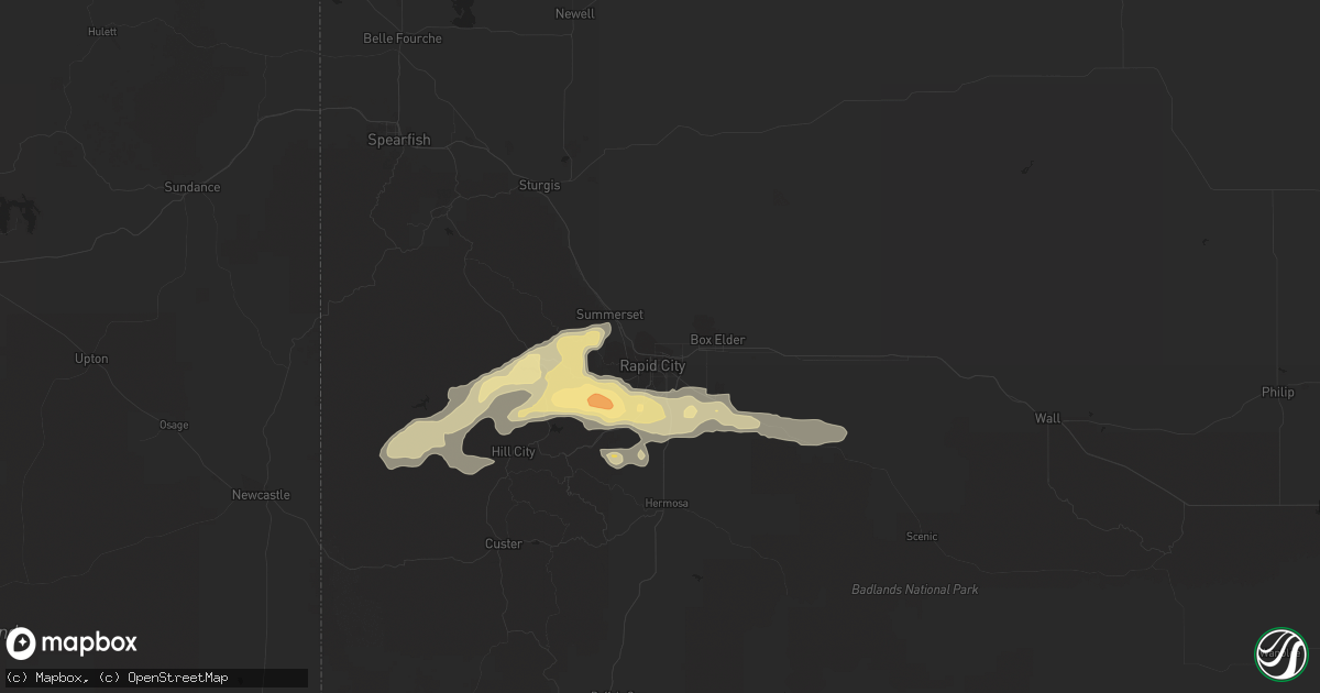Hail map in Rapid City, SD on June 23, 2015