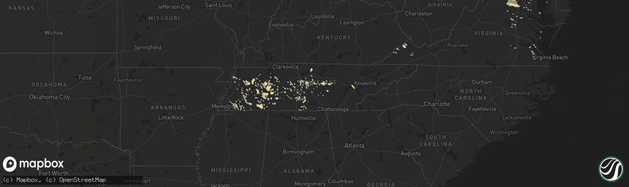 Hail map in Tennessee on June 23, 2015