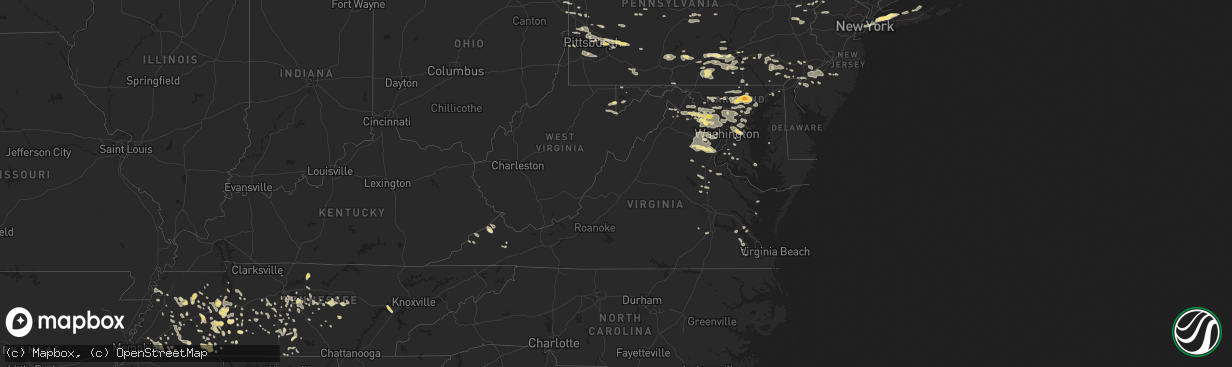 Hail map in Virginia on June 23, 2015