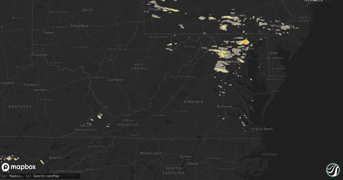 Hail map in Virginia on June 23, 2015