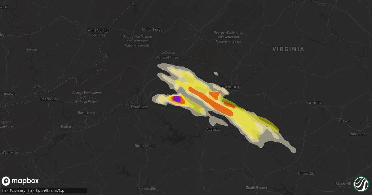 Hail map in Bedford, VA on June 23, 2016
