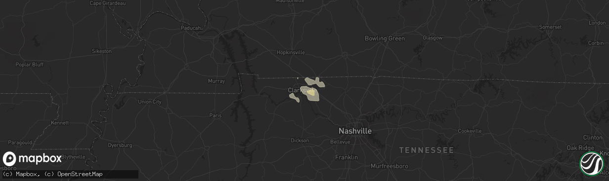 Hail map in Clarksville, TN on June 23, 2016