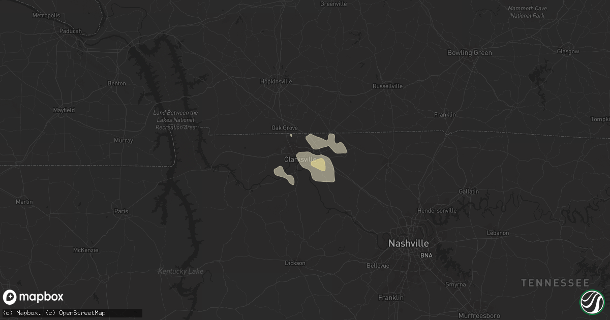 Hail map in Clarksville, TN on June 23, 2016