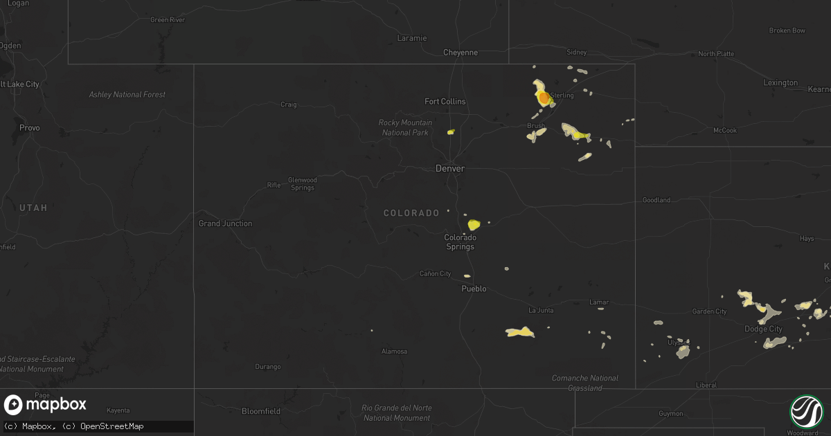 Hail map in Colorado on June 23, 2016