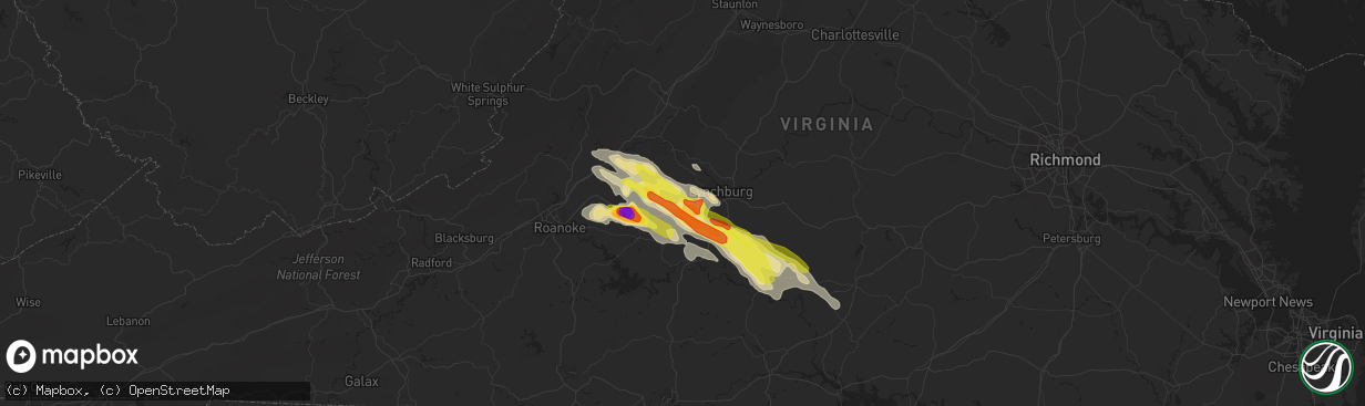 Hail map in Forest, VA on June 23, 2016