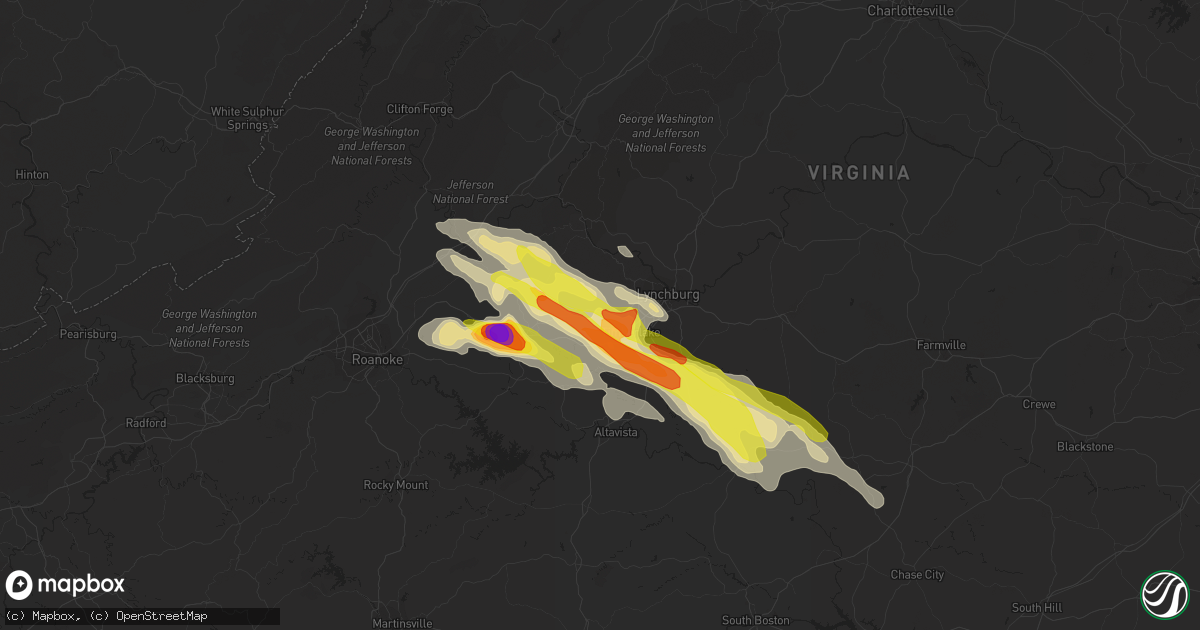 Hail map in Forest, VA on June 23, 2016