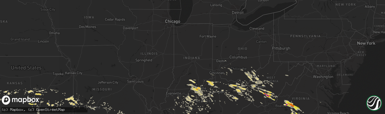 Hail map in Indiana on June 23, 2016