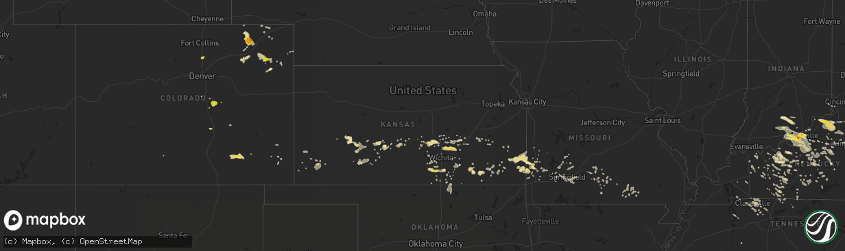 Hail map in Kansas on June 23, 2016