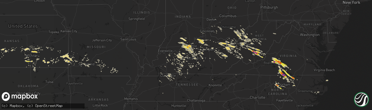 Hail map in Kentucky on June 23, 2016