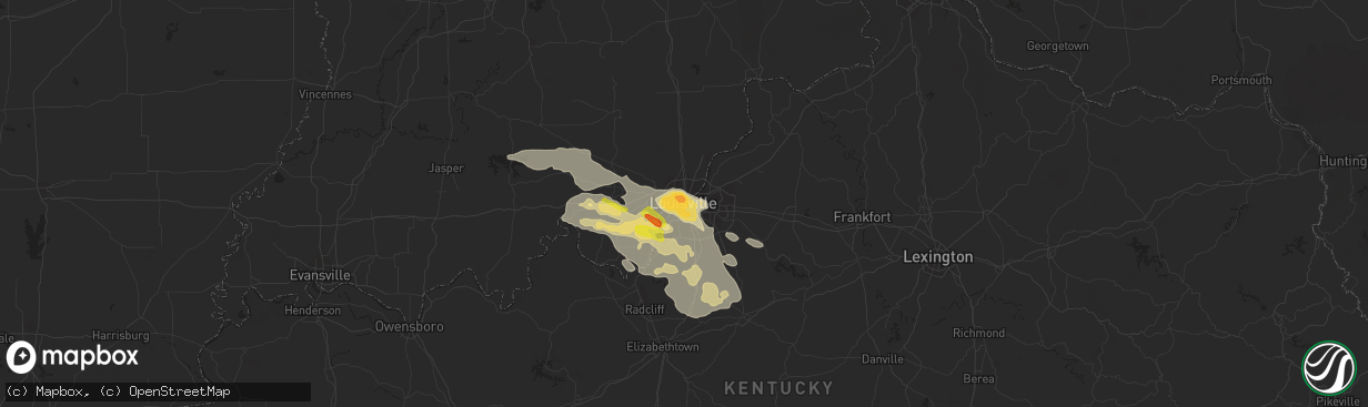 Hail map in Louisville, KY on June 23, 2016