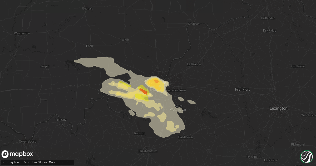Hail map in Louisville, KY on June 23, 2016