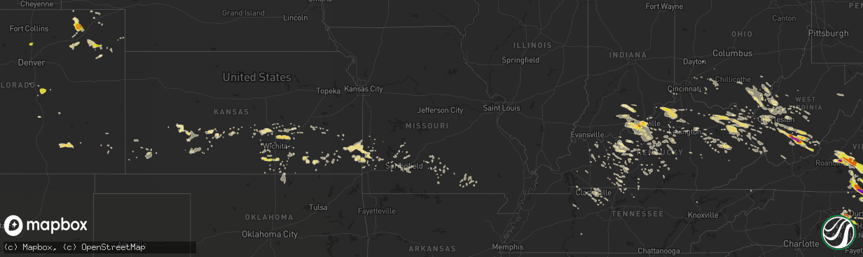 Hail map in Missouri on June 23, 2016