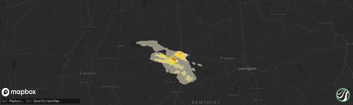 Hail map in New Albany, IN on June 23, 2016