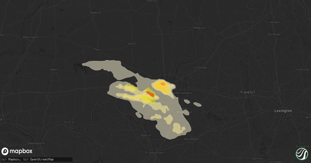 Hail map in New Albany, IN on June 23, 2016