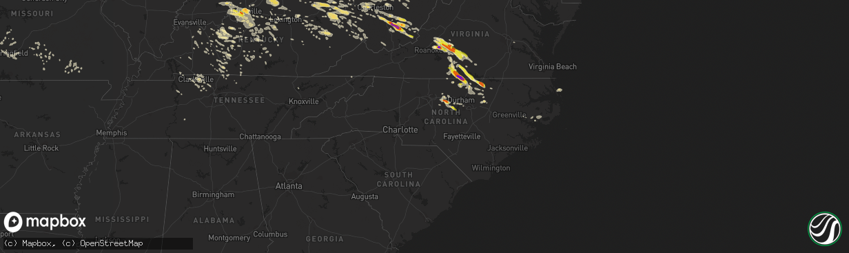 Hail map in North Carolina on June 23, 2016