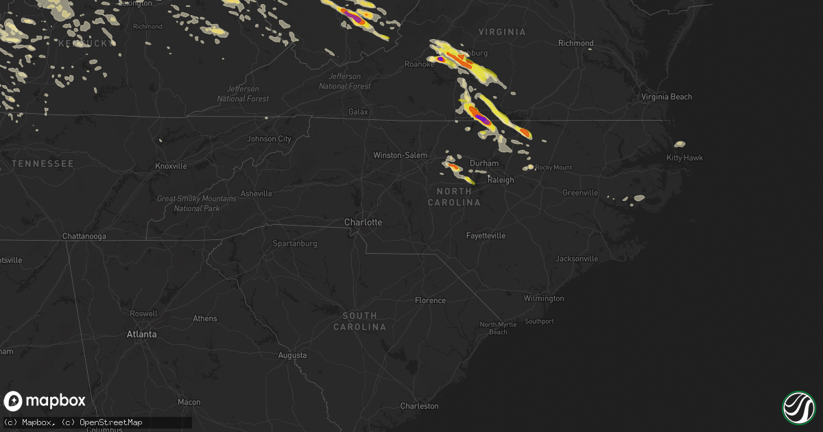 Hail map in North Carolina on June 23, 2016