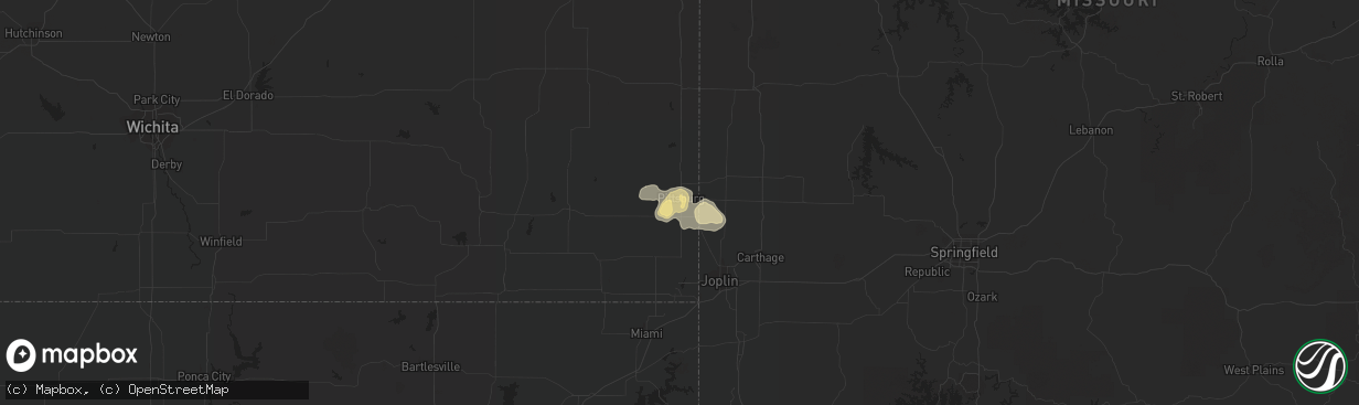 Hail map in Pittsburg, KS on June 23, 2016